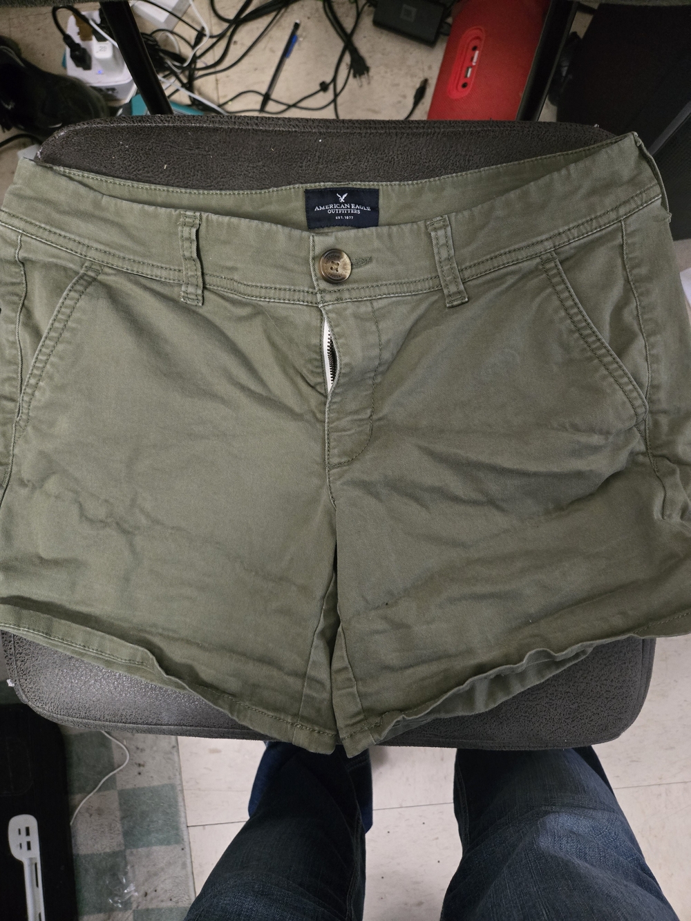 American Eagle Outfitters Olive Green Women's Casual Chino Shorts